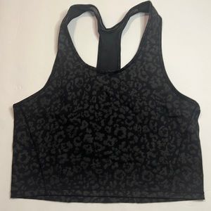 Athleta crop leopard tank top black size medium